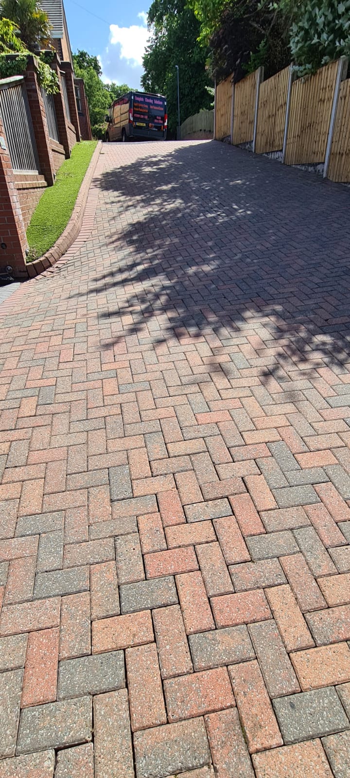 Block paved driveway jet washed clean in the Wirral