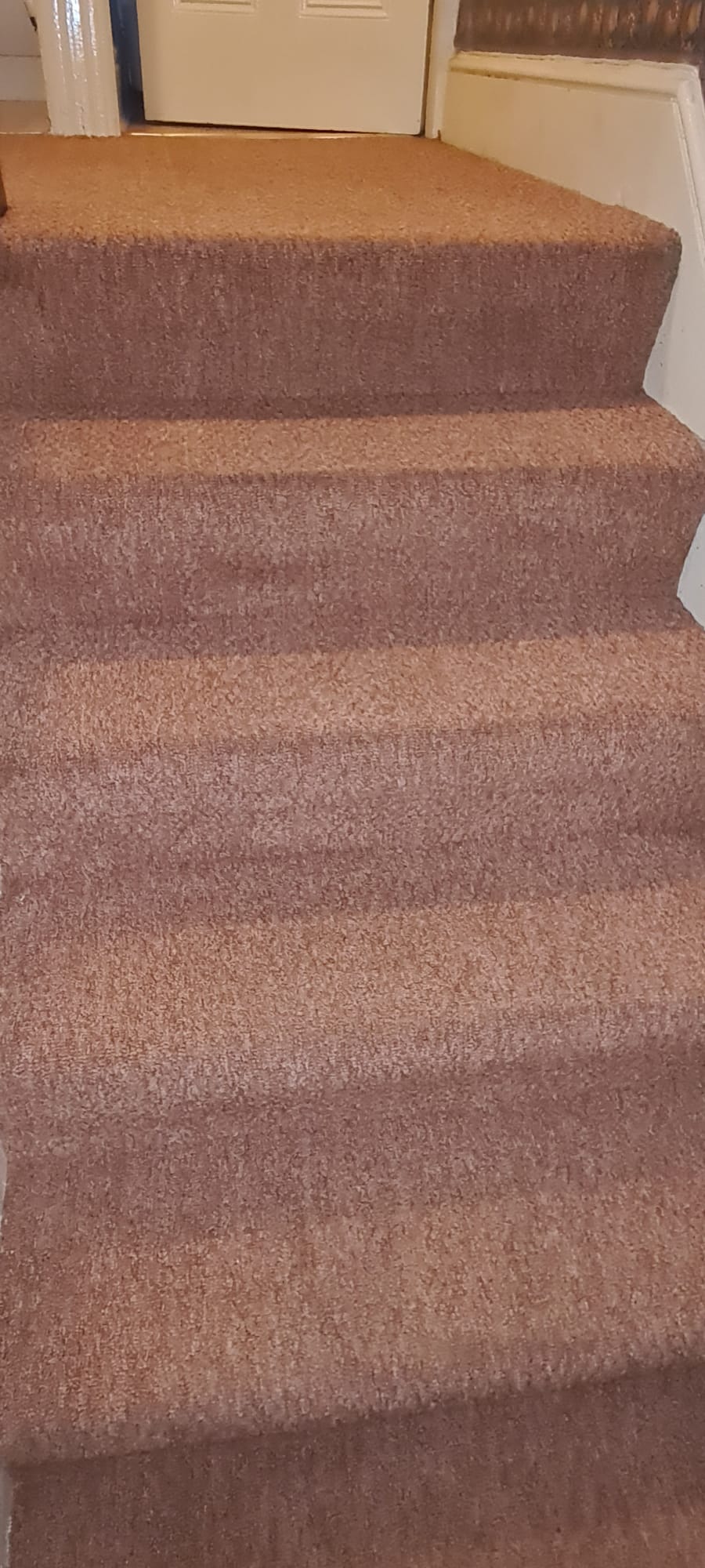 Carpet cleaning Wirral, stair and landing carpet cleaned back to an even colour