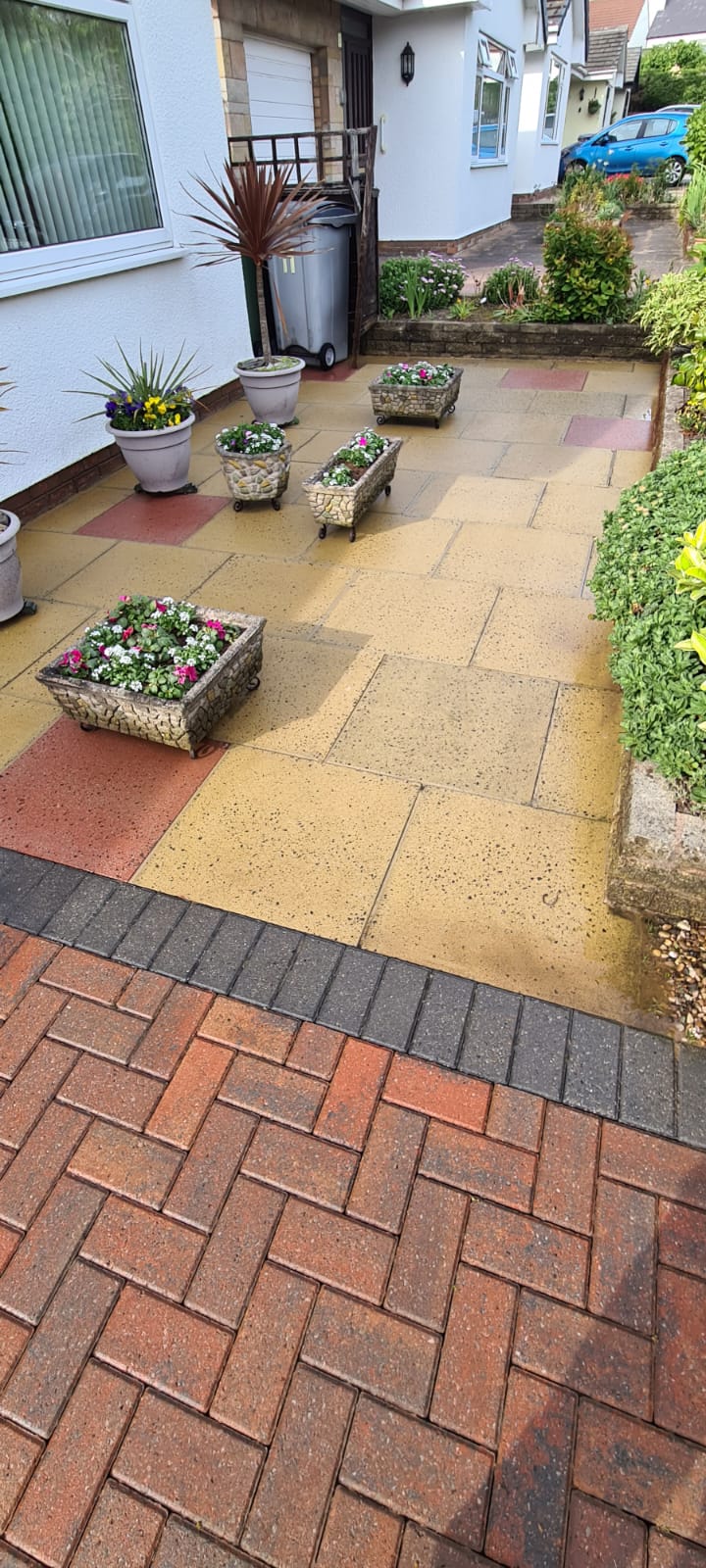 Pressure washing in the Wirral, block paved driveway cleaned and re-sanded