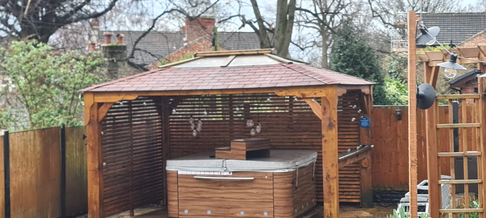Garden gazebo and hot tub surround cleaned in the Wirral