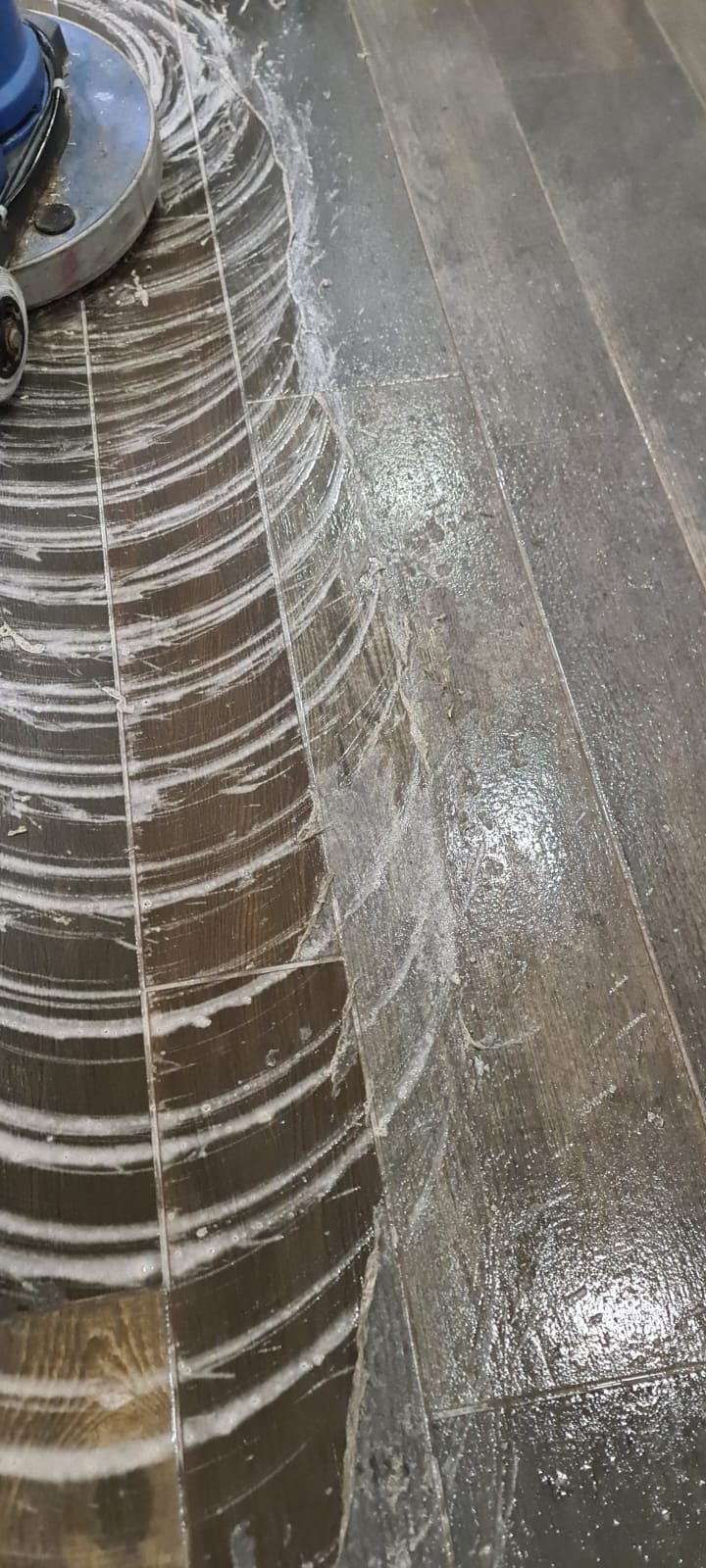 Worn gym floor before commercial hard floor cleaning in the Wirral